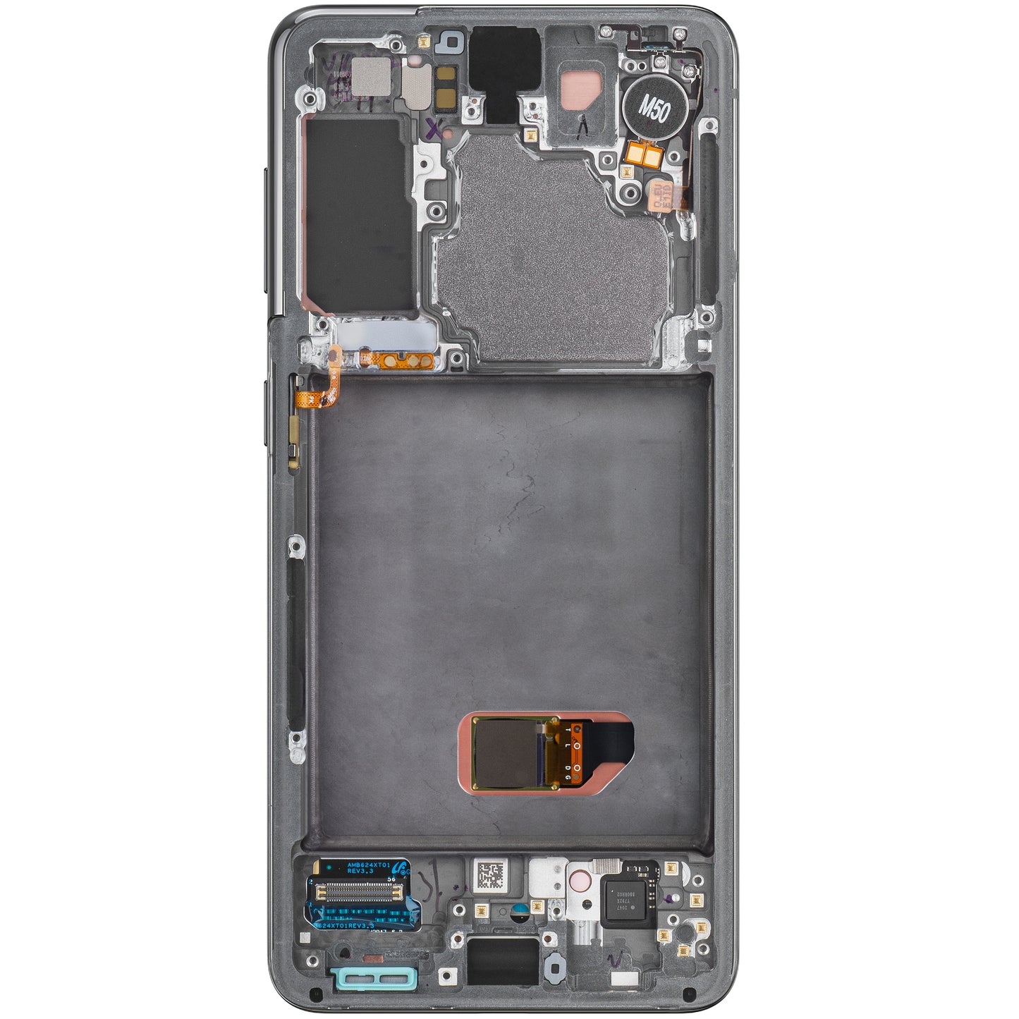 Display mit Touchscreen Samsung Galaxy S21 5G G991, mit Rahmen, Grau, Service Pack GH82-27256A