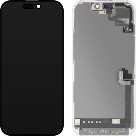 Touchscreen-Display mit Näherungssensor MP kompatibel mit Apple iPhone 17, mit Rahmen, Soft-Version OLED FHD 120Hz Diagnostik, Schwarz