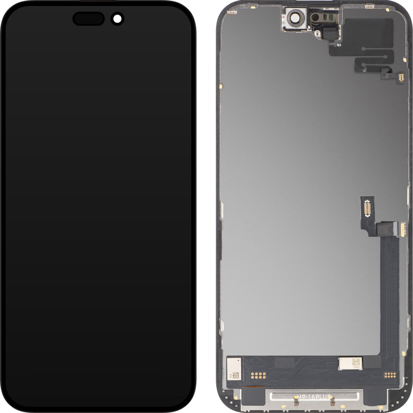 Touchscreen Display with MP Proximity Sensor compatible with Apple iPhone 16 Plus, with Frame, OLED FHD Diagnostic Software Version, Black