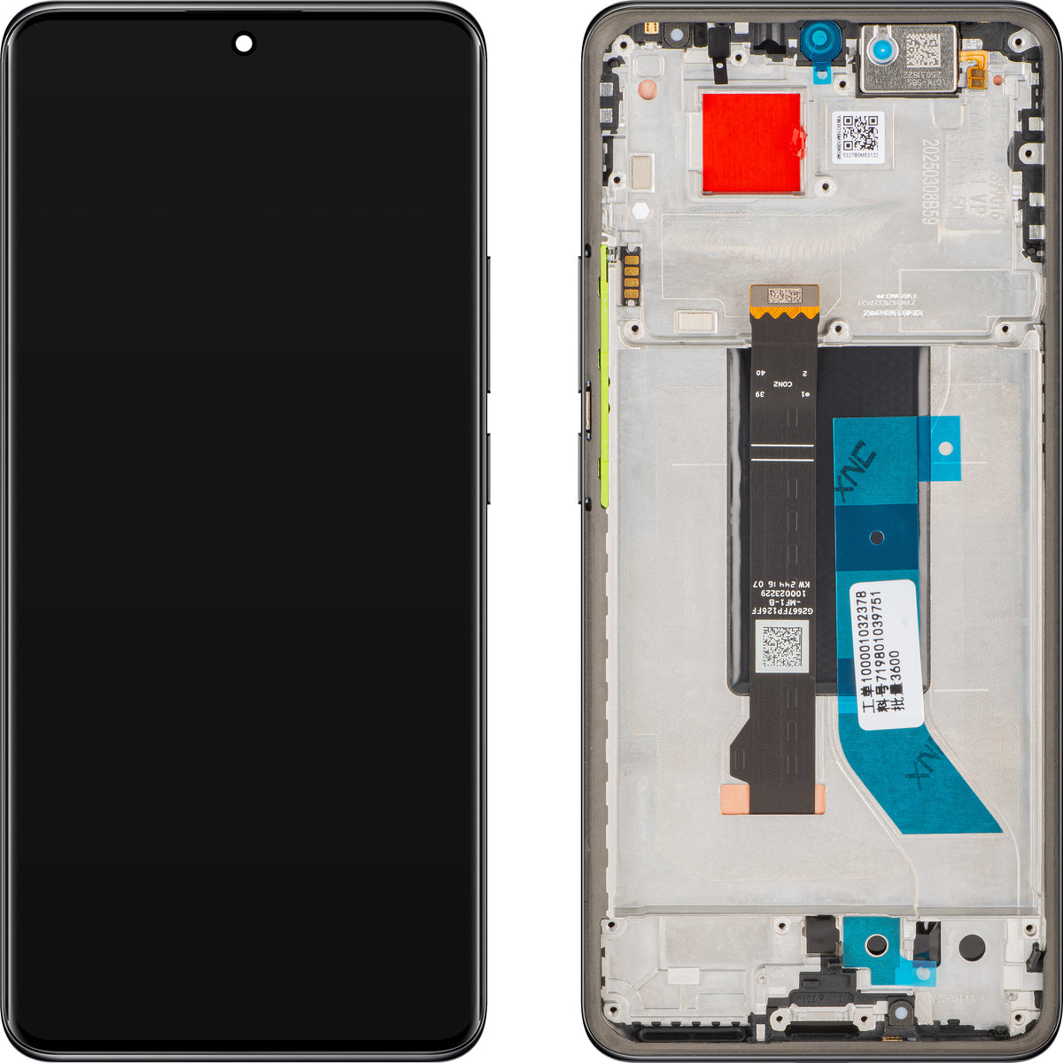 Display mit Touchscreen Xiaomi Poco X7, mit Rahmen, Schwarz, Service Pack 5600010O16P00
