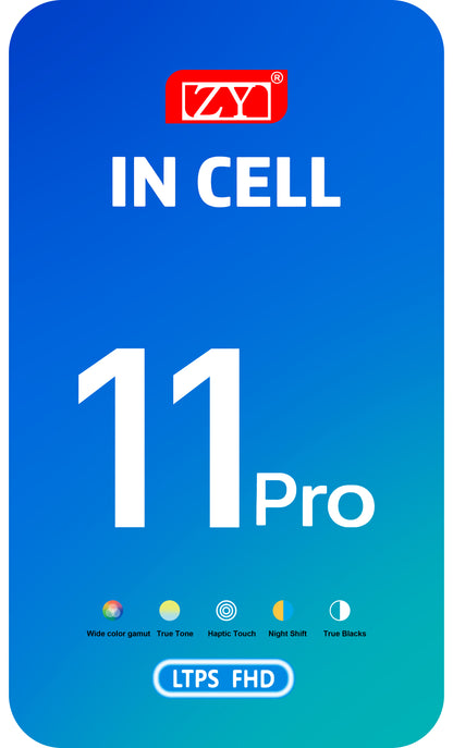ZY Touchscreen Display für Apple iPhone 11 Pro, mit Rahmen, In-Cell IC Movable LCD Version, Schwarz 