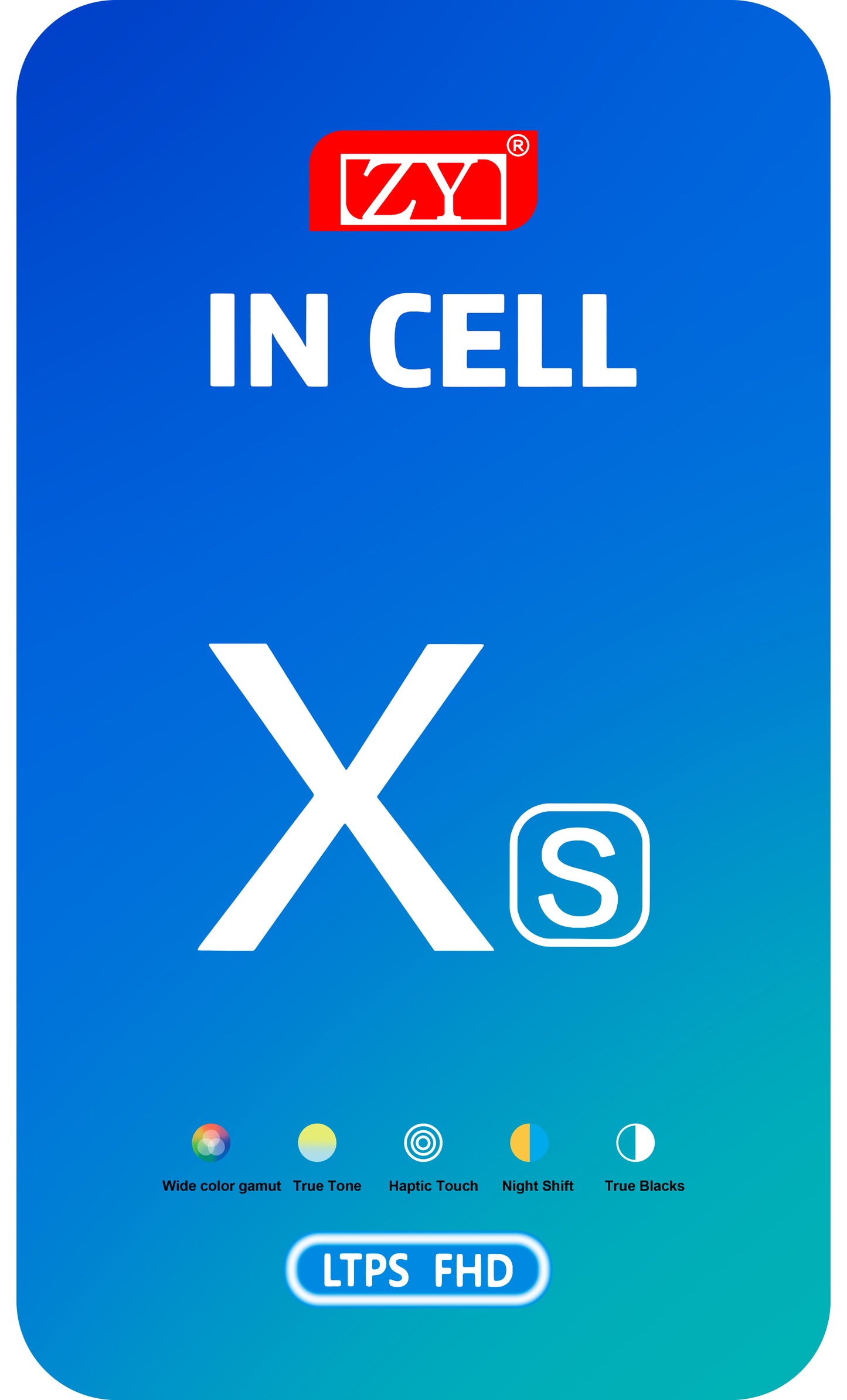 ZY Touchscreen Display für Apple iPhone XS, mit Rahmen, In-Cell LCD Version, Schwarz 