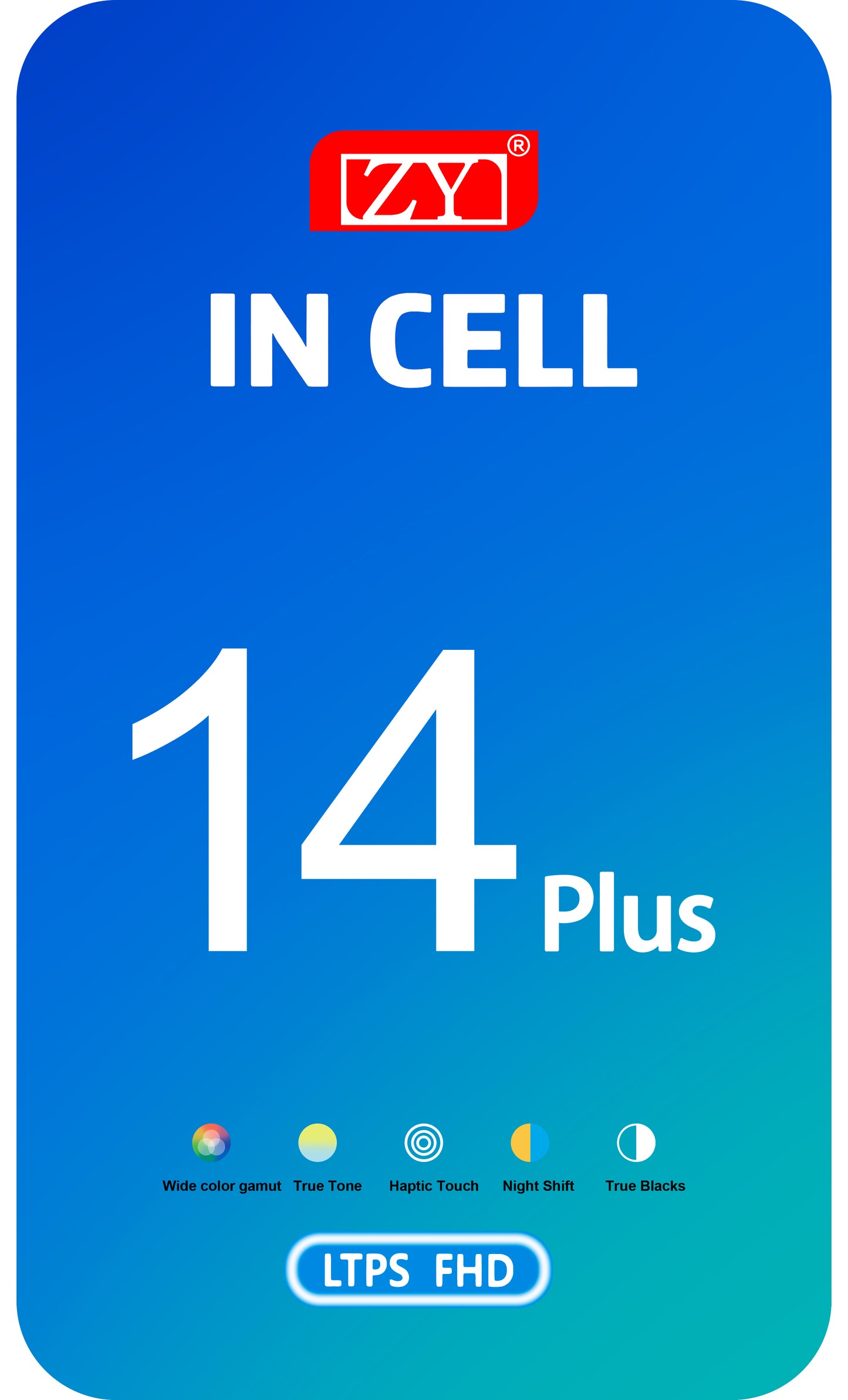 ZY Touchscreen Display für Apple iPhone 14 Plus, mit Rahmen, LCD In-Cell IC beweglich, Schwarz 