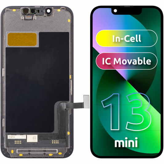 ZY Touchscreen Display für Apple iPhone 13 mini, mit Rahmen, LCD In-Cell IC beweglich, Schwarz