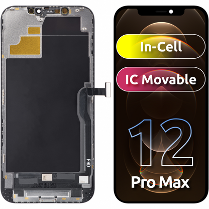 ZY Touchscreen Display für Apple iPhone 12 Pro Max, mit Rahmen, In-Cell IC Movable LCD Version, Schwarz 