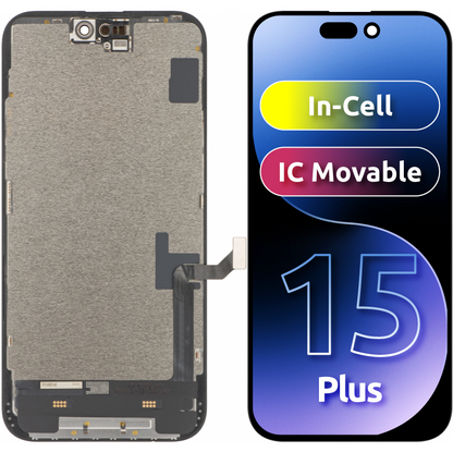 Display mit Touchscreen ZY für Apple iPhone 15 Plus, mit Rahmen, LCD In-Cell IC Movable Version, Schwarz