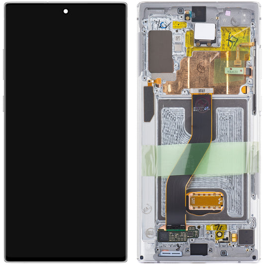 Touchscreen Display Samsung Galaxy Note 10+ 5G N976 / Note 10+ N975, mit Rahmen, Weiß, Service Pack GH82-20838B