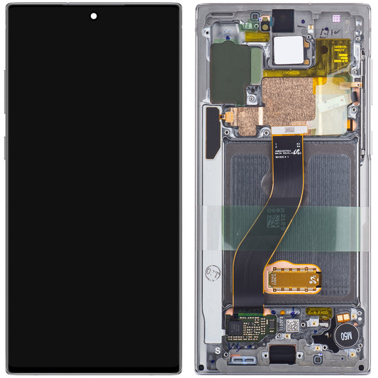 Touchscreen Display Samsung Galaxy Note10 N970, mit Rahmen, Silber (Aura Weiß), Service Pack GH82-20818C