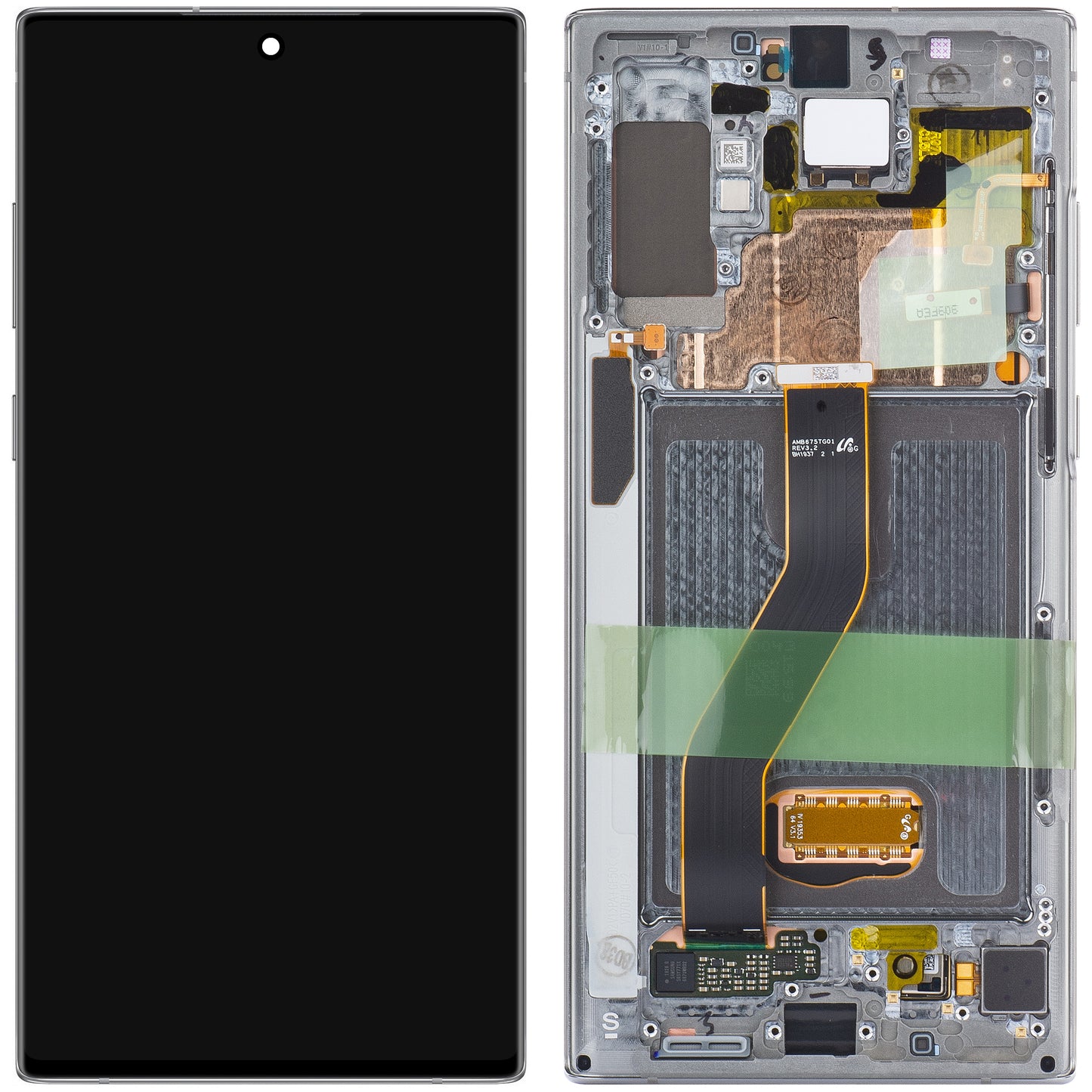 Display mit Touchscreen Samsung Galaxy Note 10+ 5G N976 / Note 10+ N975, mit Rahmen, Silber, Service Pack GH82-20838C