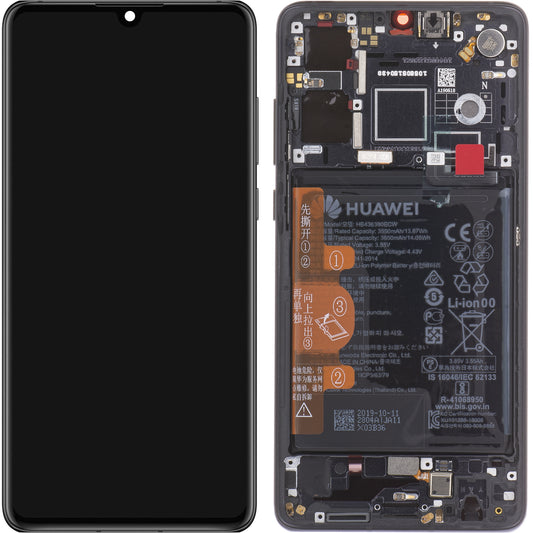 Touchscreen Display Huawei P30, mit Rahmen und Akku, Schwarz, Service Pack 02354HLT