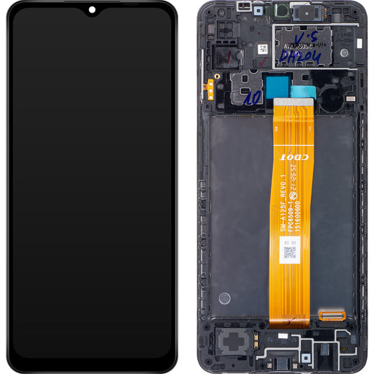 Display mit Touchscreen Samsung Galaxy A12 A125, mit Rahmen, Schwarz, Service Pack GH82-24491A