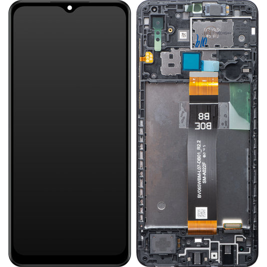 Touchscreen Display Samsung Galaxy A02 A022, mit Rahmen, Schwarz, Service Pack GH82-25249A