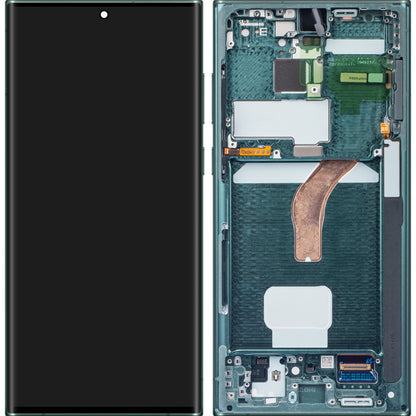 Display mit Touchscreen Samsung Galaxy S22 Ultra 5G S908, mit Rahmen, Grün, Service Pack GH82-27488D