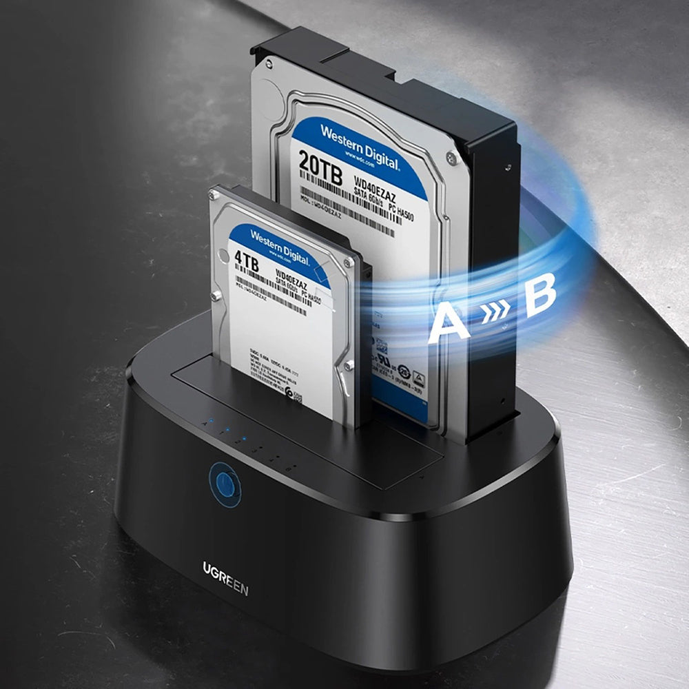 UGREEN CM198 Dockingstation (50857) für HDD / SSD SATA 2,5 Zoll / 3,5 Zoll, Schwarz