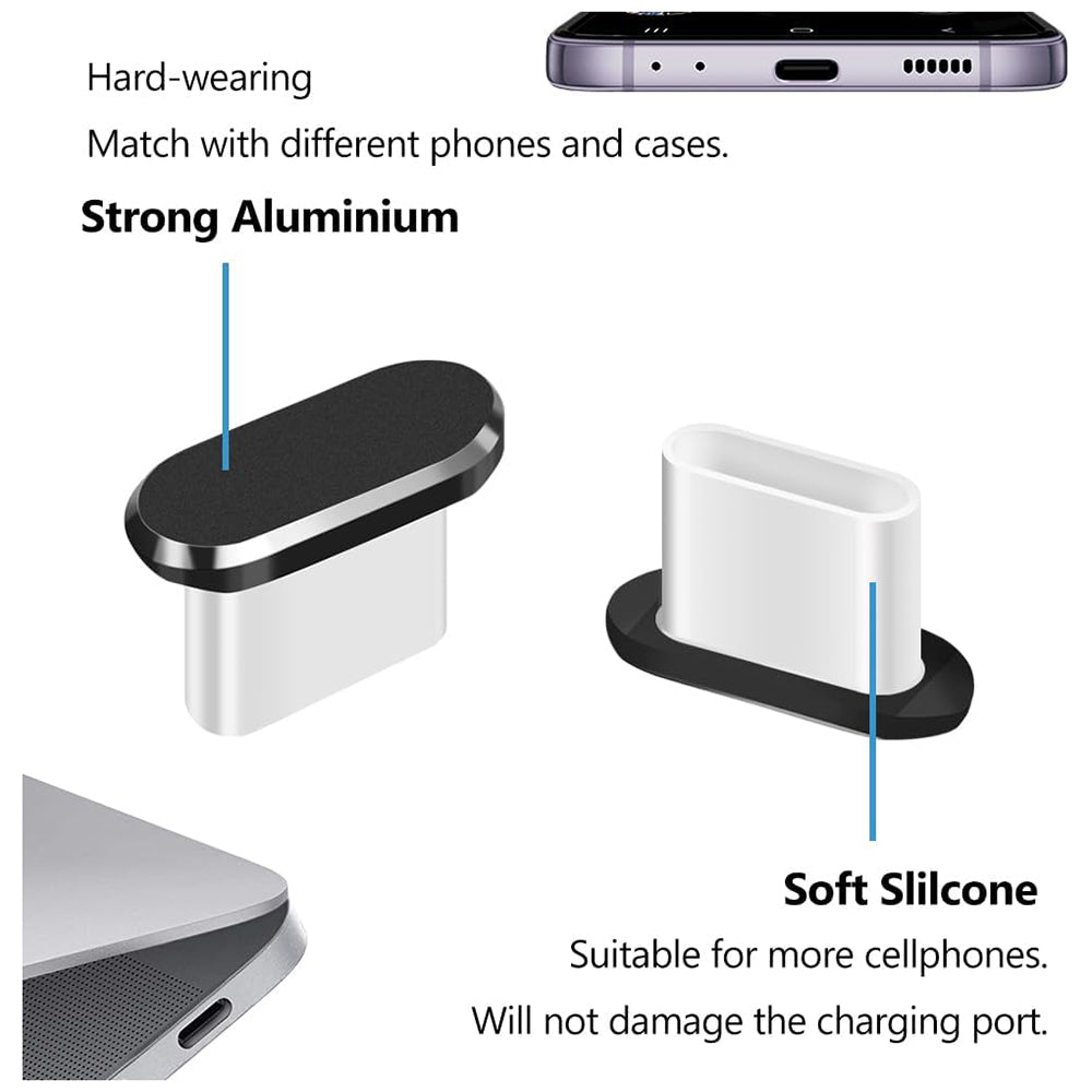 Staubschutzkappe Telefonanschluss Techsuit AD1, USB-C, 4er Set, Schwarz