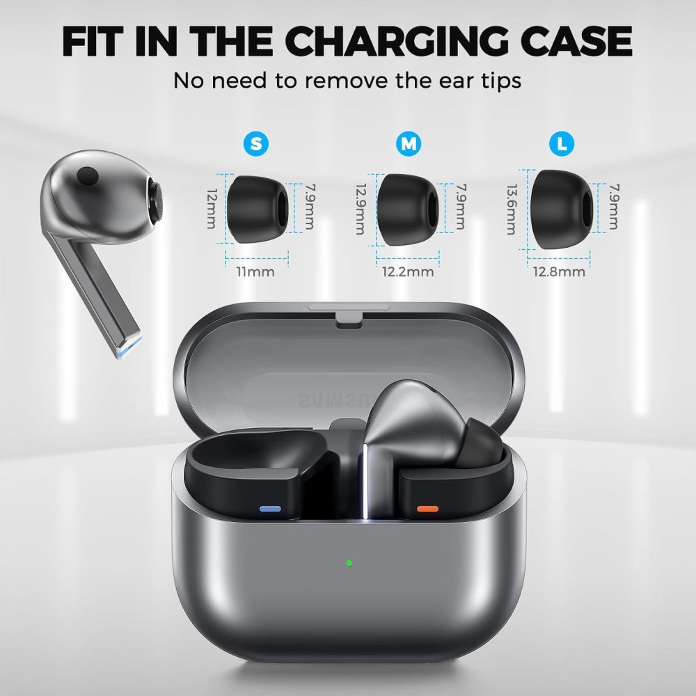 Tech-Protect Ohrstöpsel für Samsung Galaxy Buds3 Pro, Größe S / M / L, Schwarz