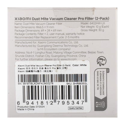 Luftfilter für Xiaomi Dust Mite Vacuum Cleaner Pro, Set 2 Stück BHR8935GL