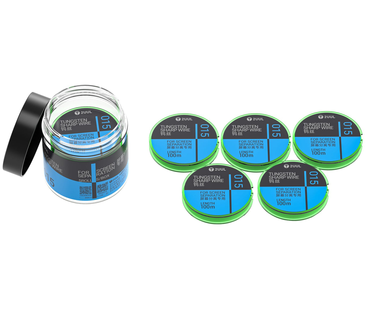 Tungsterdraht 2UUL WS-015, 0,015 mm, 100 m, Set 5 Stück