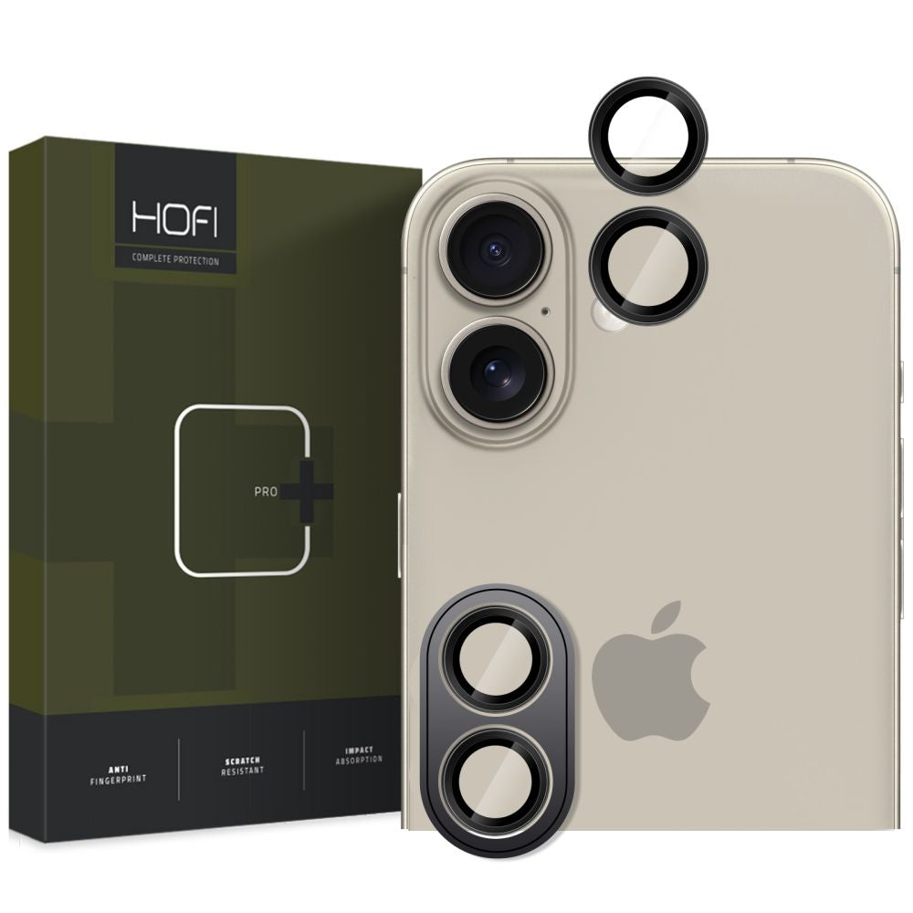 HOFI CamRing PRO+ Rückkamera-Schutzfolie für Apple iPhone 16 Plus / 16, gehärtetes Glas, Schwarz