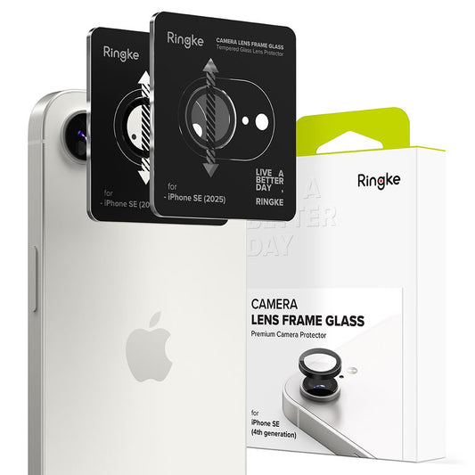 Schutzfolie Ringke für die Rückkamera des Apple iPhone 16e, gehärtetes Glas, Set mit 2 Stück, Schwarz