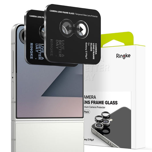 Schutzfolie Ringke Rückkamera für Samsung Galaxy Z Flip7 F766, Gehärtetes Glas, Set 2 Stück, Schwarz
