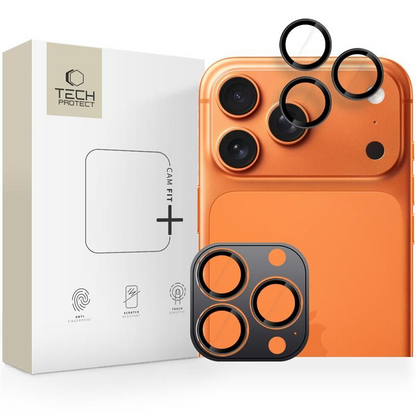 Schutzfolie für die Rückkamera Tech-Protect CamRing Fit+ für Apple iPhone 17 Pro Max / 17 Pro / 16 Pro Max, gehärtetes Glas, Schwarz