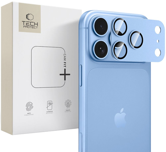 Tech-Protect CamFull Fit+ Schutzfolie für die Rückkamera des Apple iPhone 18 Pro Max, gehärtetes Glas, Hellblau