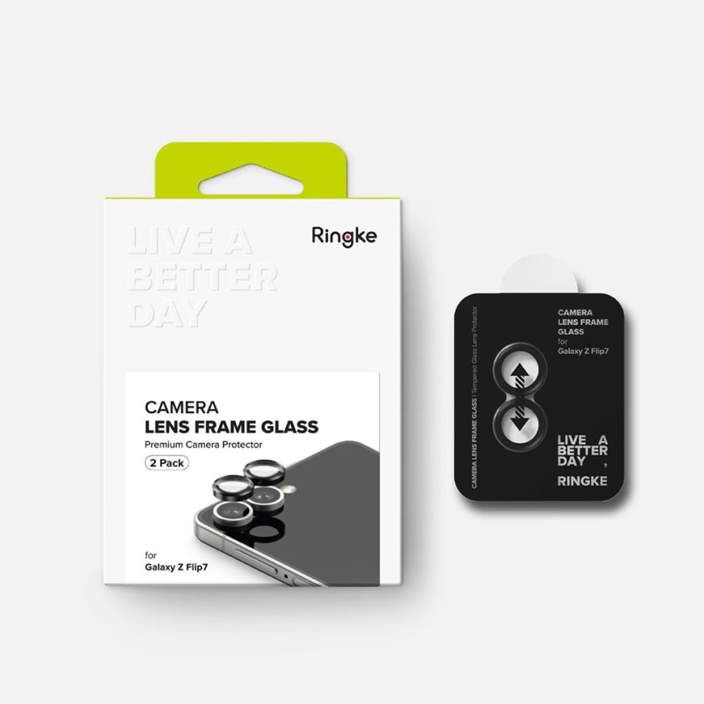 Schutzfolie Ringke Rückkamera für Samsung Galaxy Z Flip7 F766, Gehärtetes Glas, Set 2 Stück, Schwarz