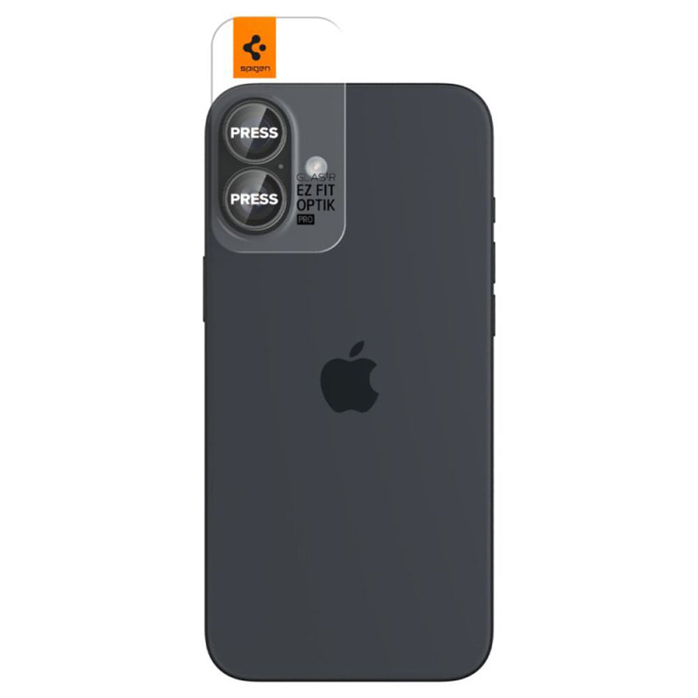 Spigen EZ FIT Rückkamera-Schutzfolie für Apple iPhone 16 Plus / 16, sicheres Glas, 2er-Set, transparent AGL07921