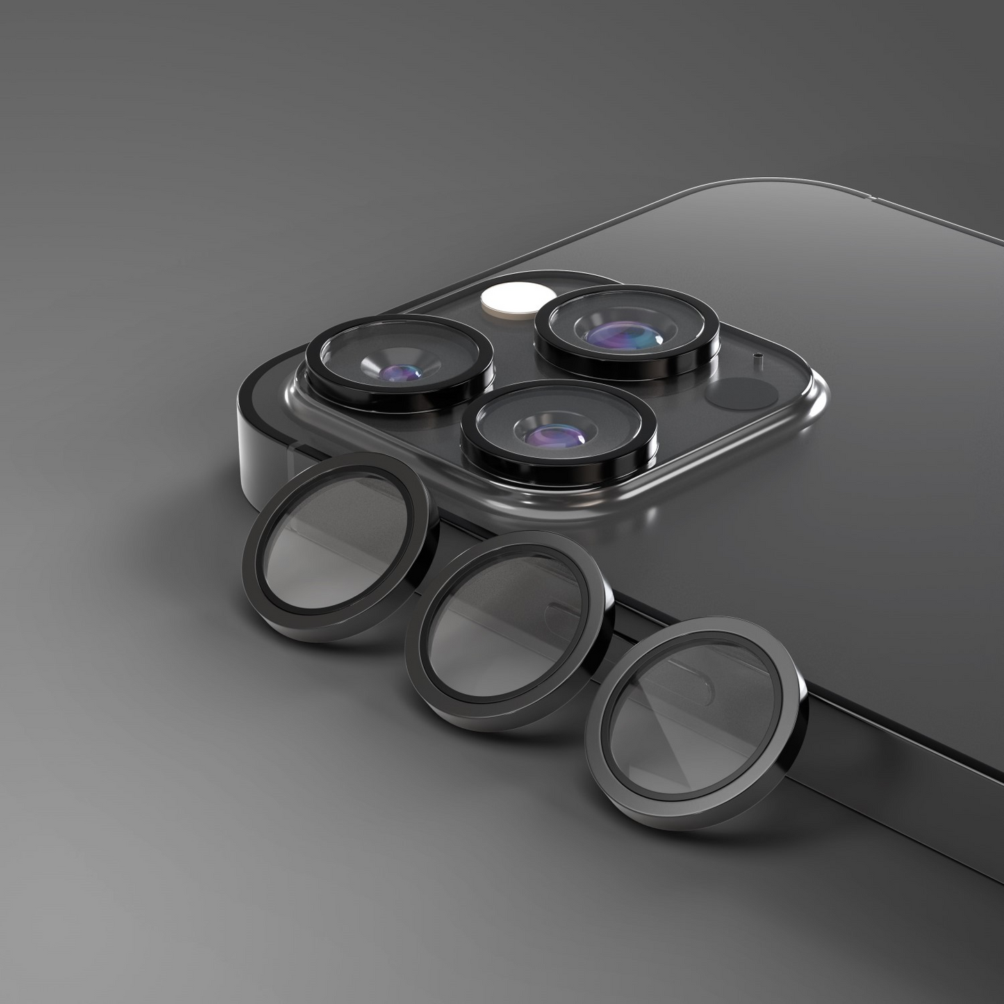 Etteri Rückkamera-Schutzfolie für Apple iPhone 16 Pro Max / 16 Pro, gehärtetes Glas, Schwarz