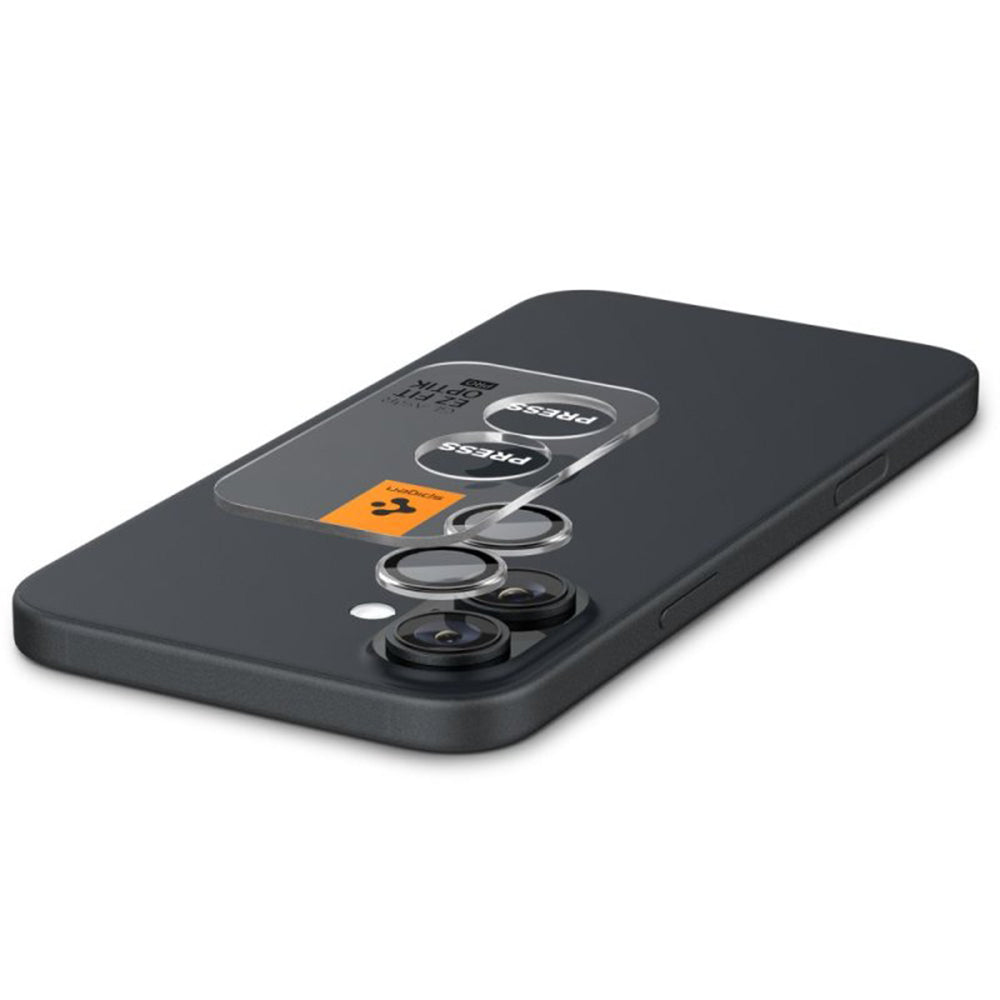 Spigen EZ FIT Rückkamera-Schutzfolie für Apple iPhone 16 Plus / 16, sicheres Glas, 2er-Set, transparent AGL07921