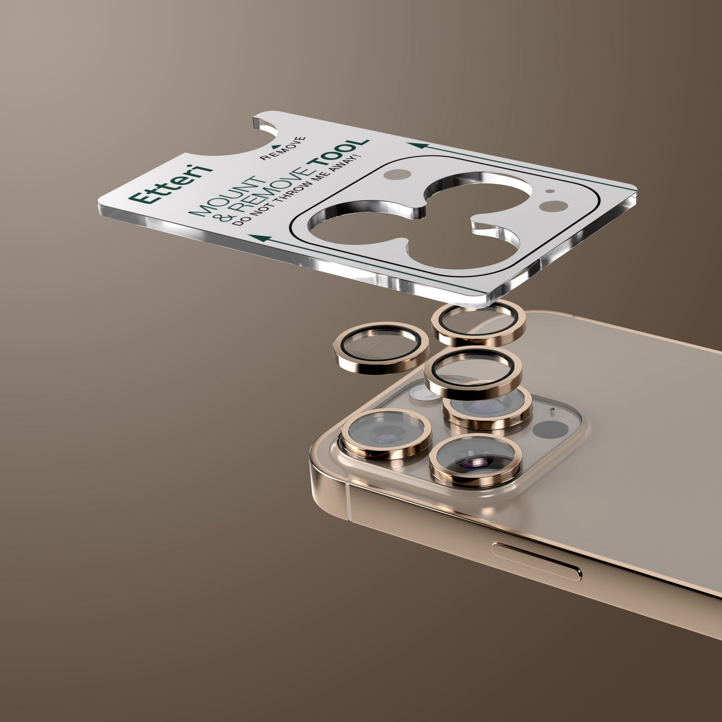 Etteri Rückkamera-Schutzfolie für Apple iPhone 16 Pro Max / 16 Pro, gehärtetes Glas, Bronze