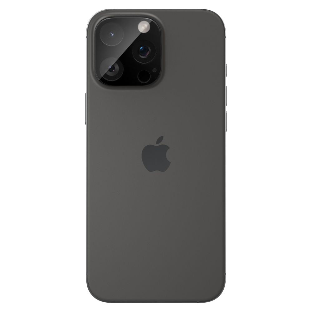 Spigen Optik Rückkamera-Schutzfolie für Apple iPhone 15 Pro Max / 15 Pro, sicheres Glas, Vollkleber, 2er-Set, Schwarz AGL05273