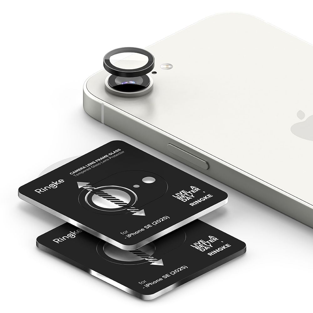 Schutzfolie Ringke für die Rückkamera des Apple iPhone 16e, gehärtetes Glas, Set mit 2 Stück, Schwarz