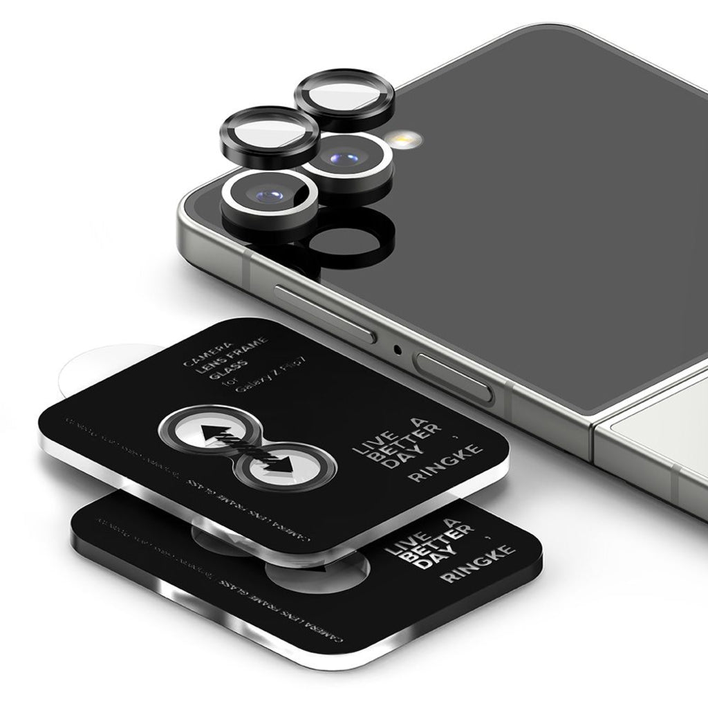 Schutzfolie Ringke Rückkamera für Samsung Galaxy Z Flip7 F766, Gehärtetes Glas, Set 2 Stück, Schwarz
