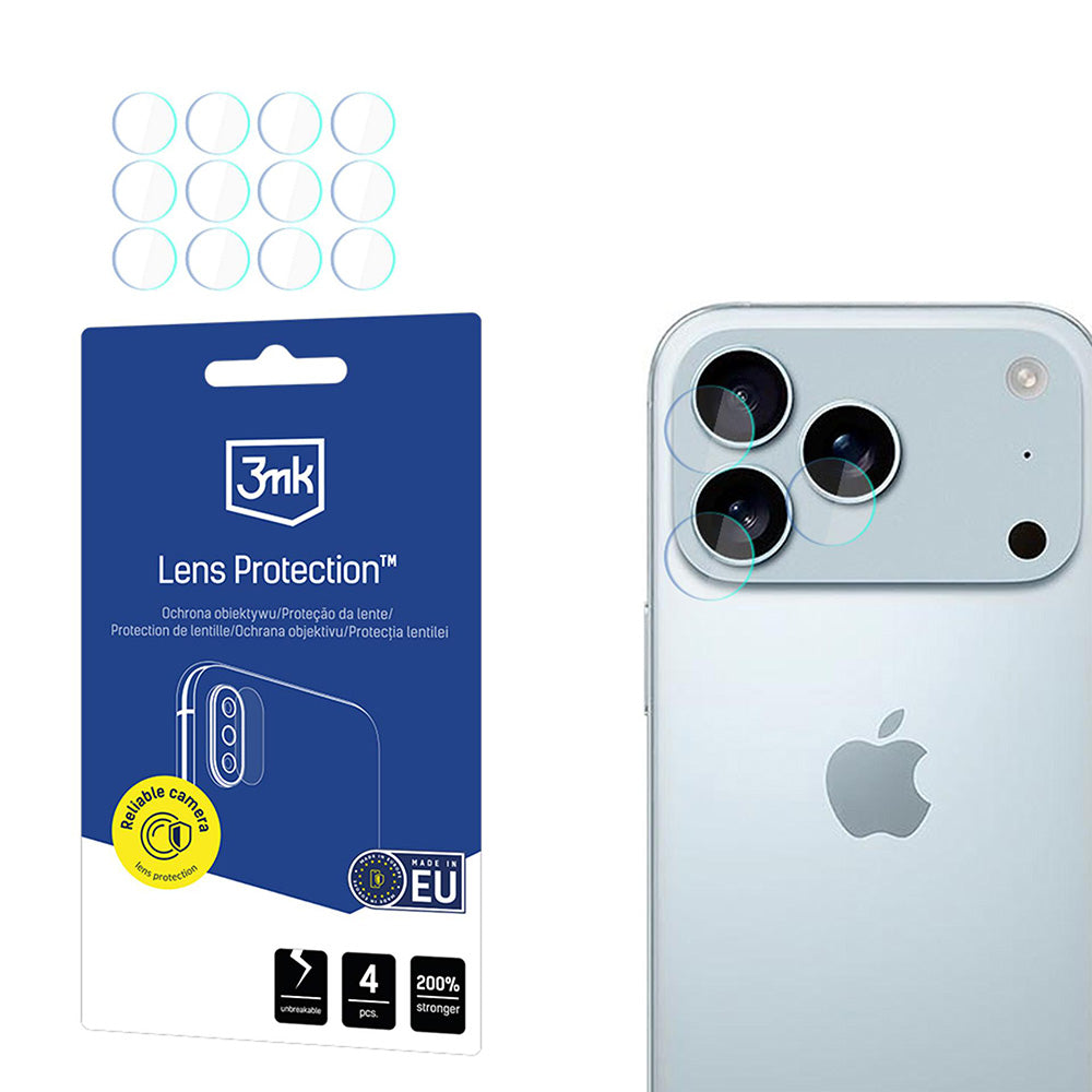 Schutzfolie Rückkamera 3MK Protection für Apple iPhone 17 Pro Max, Gehärtetes Glas, Set 4 Stück, Transparent