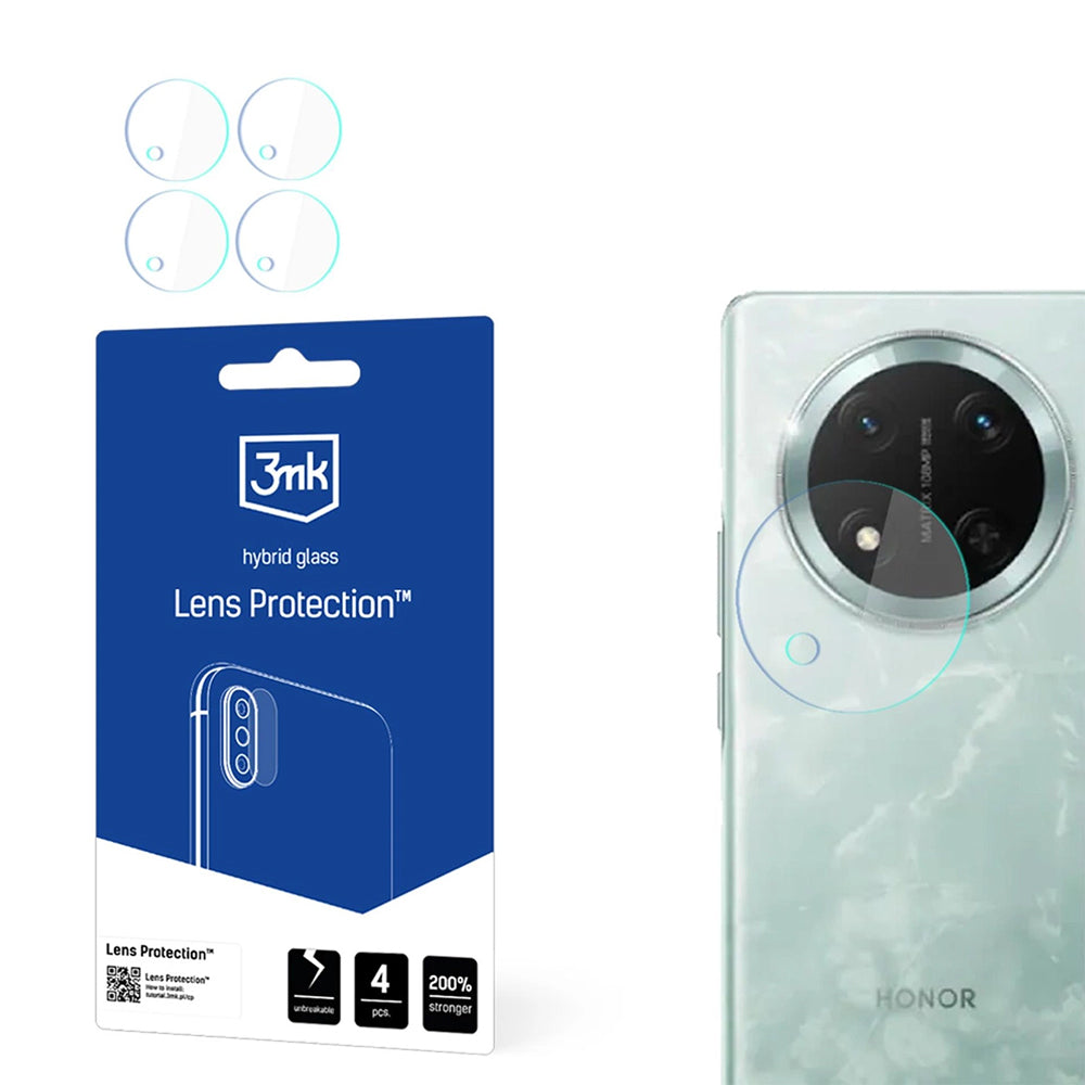 3MK Protection Rear Camera Protective Film for Honor Magic7 Lite, Flexible Glass, Set of 4 Pieces, Transparent