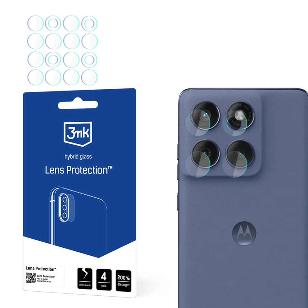 3MK Schutzfolie für die Rückkamera des Motorola Edge 60 Fusion, flexibles Glas, 4er-Set, transparent