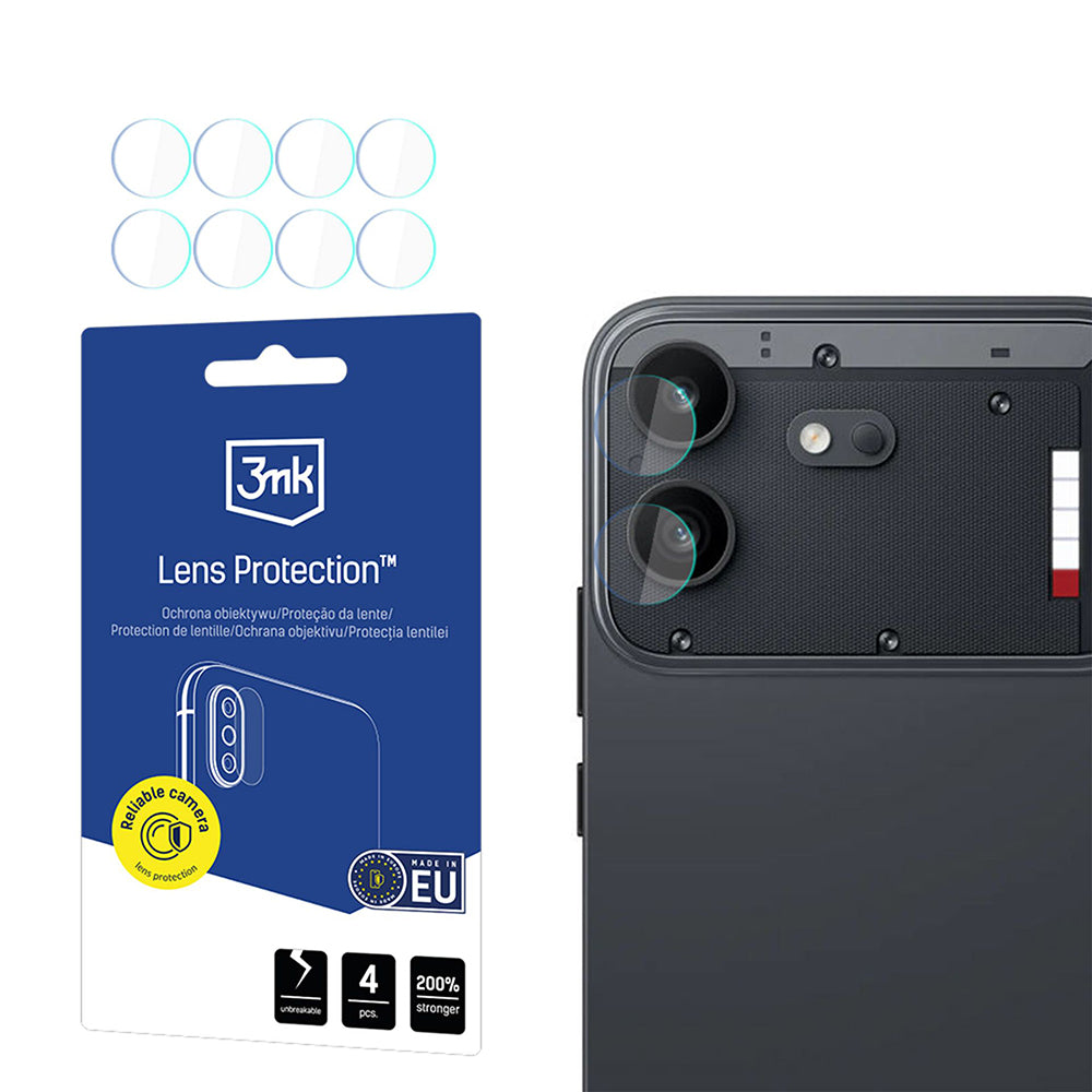 3MK Schutzfolie für die Rückkamera des Nothing Phone (4b), gehärtetes Glas, 4er-Set, transparent