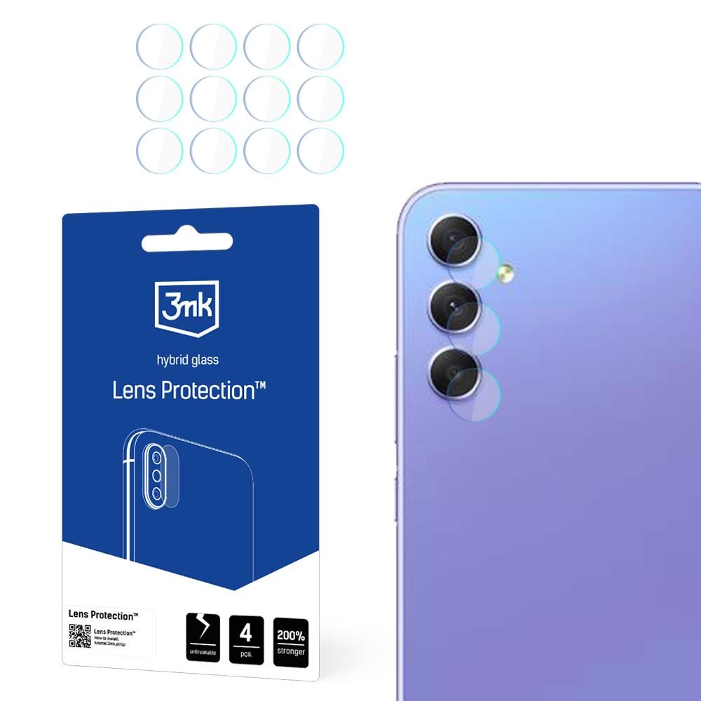 3MK Protection Rear Camera Protective Film for Samsung Galaxy A55 5G A556 / A35 5G A356, Flexible Glass, Set of 4 Pieces, Transparent
