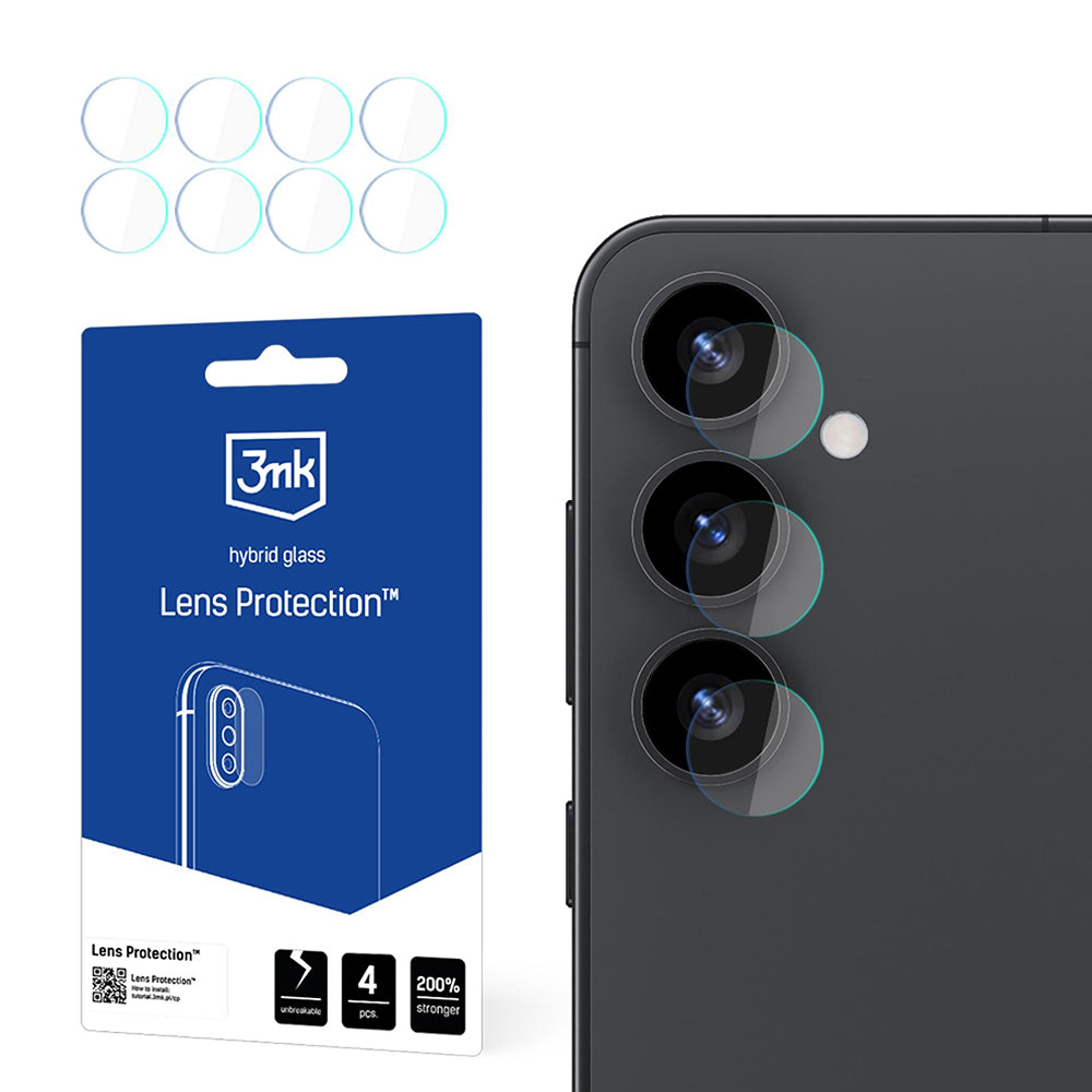 3MK Protection Rear Camera Protective Film for Samsung Galaxy S25 S931, Flexible Glass, Set of 4 Pieces, Transparent