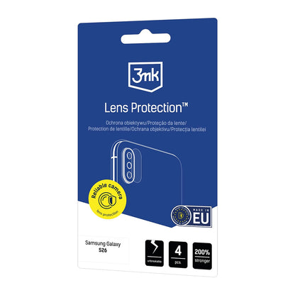Back Camera Protection Film 3MK Protection for Samsung Galaxy S26 S942, Tempered Glass, Set of 4 pieces, Transparent