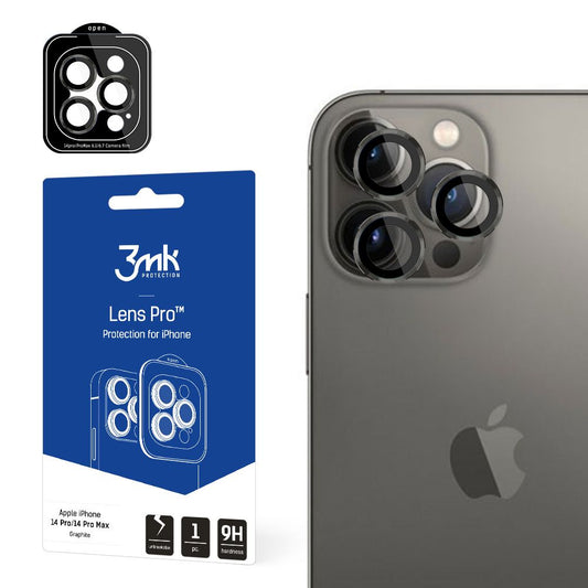 3MK Protection Pro Rückkamera-Schutzfolie für Apple iPhone 14 Pro Max / 14 Pro, gehärtetes Glas, Grau