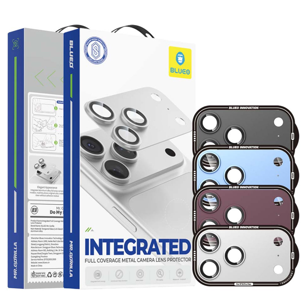 Blueo Integrated Metal Schutzfolie für die Rückkamera des Apple iPhone 18 Pro, gehärtetes Glas, Schwarz