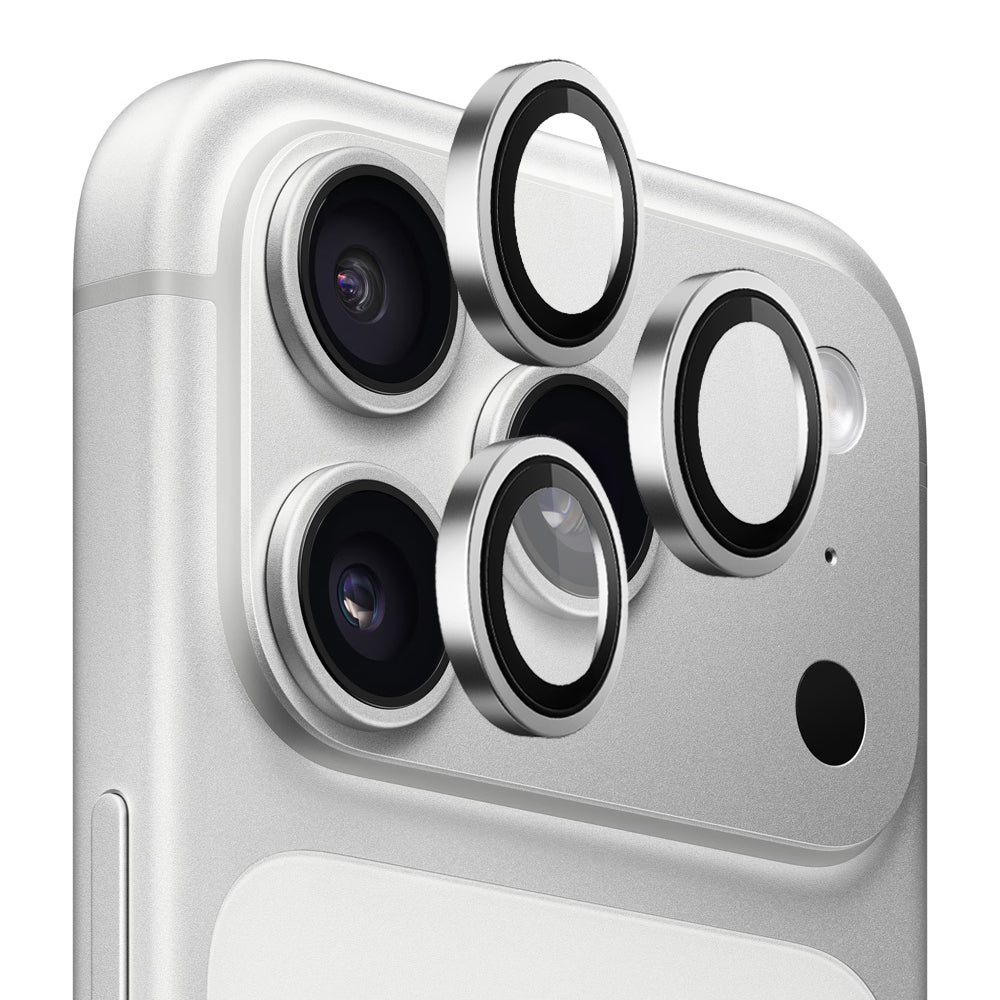 Blueo Schutzfolie für die Rückkamera mit Metallrahmen für Apple iPhone 18 Pro / 18 Pro Max, gehärtetes Glas, Silberfarben