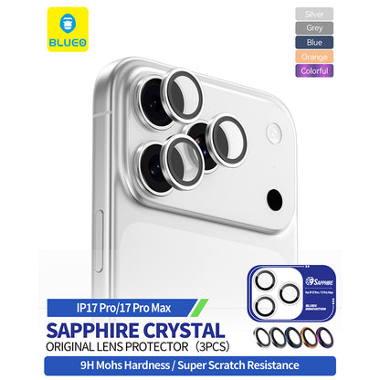 Schutzfolie Blueo Sapphire Crystal für die Rückkamera des Apple iPhone 17 Pro Max / 17 Pro, gehärtetes Glas, Blau