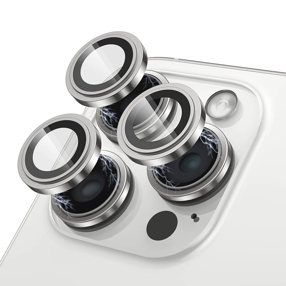 Lito S+ Rückkamera-Schutzfolie für Apple iPhone 15 Pro Max / 15 Pro, gehärtetes Glas, silberfarben