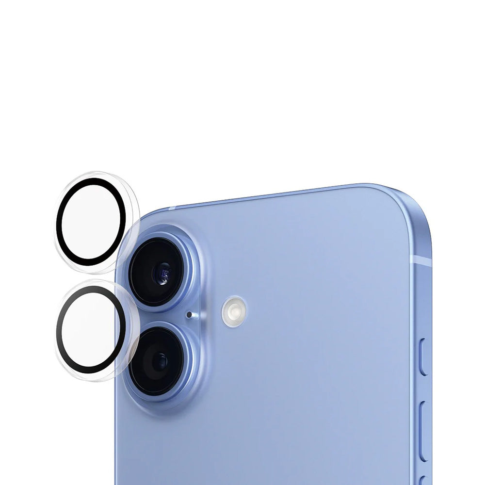 Schutzfolie PanzerGlass Hoops für die Rückkamera des Apple iPhone 16 Plus / 16, gehärtetes Glas, Transparent
