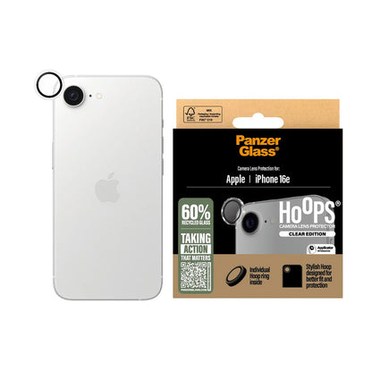 Schutzfolie PanzerGlass Hoops für die Rückkamera des Apple iPhone 16e, gehärtetes Glas, Transparent