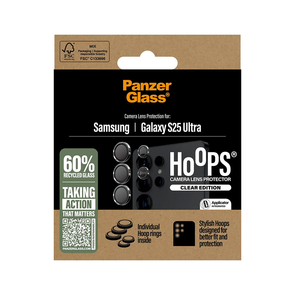 Schutzfolie PanzerGlass Hoops für die Rückkamera des Samsung Galaxy S25 Ultra S938, gehärtetes Glas, Transparent